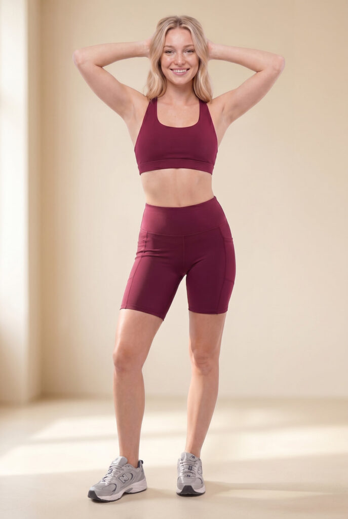 Bordeaux bike shorts and sports bra set