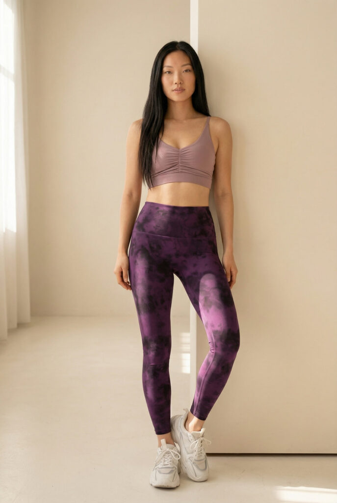 Dark berry tie-dye leggings and sports bra